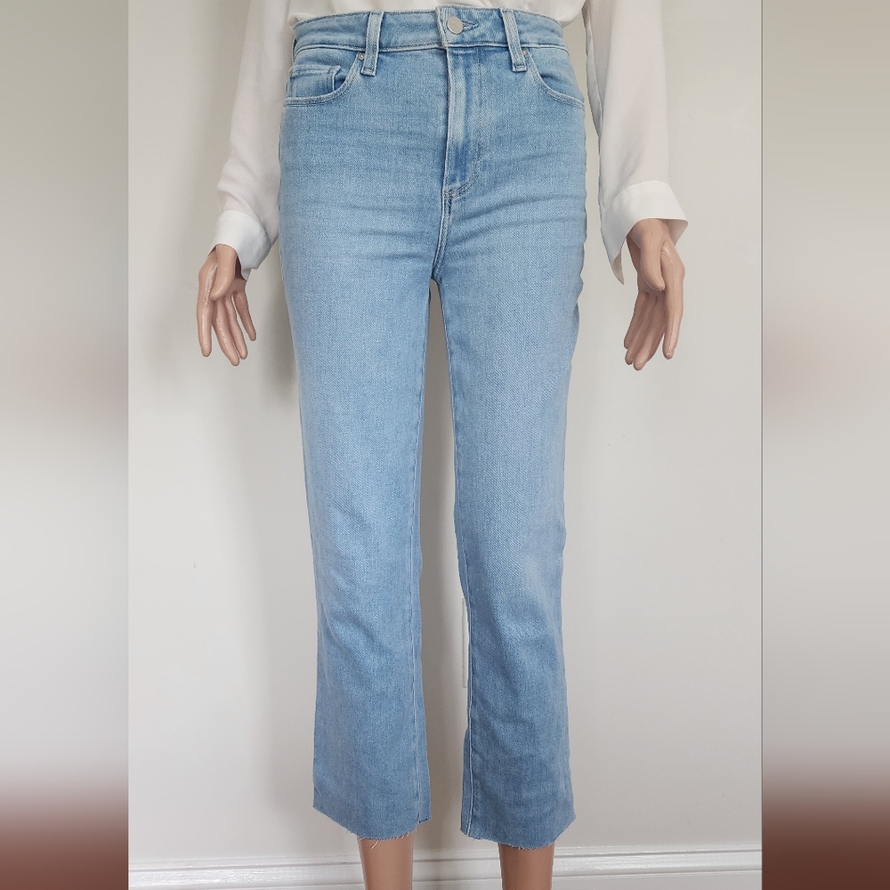 PAIGE CINDY JEANS DENIM ASTRO 28 CAPRI CROPPED RAW HEM